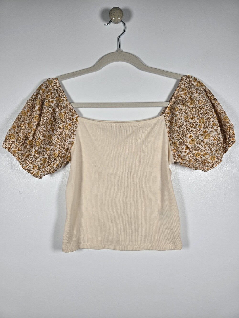 NEW American Eagle CottageCore Ditsy Floral Puff Sleeve Peasant Top Size Medium